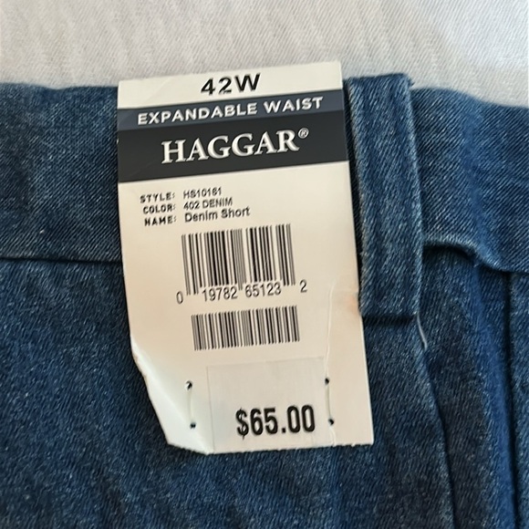 NWT Haggar Comfort Cotton Denim Shorts with Expandable Waist Zipper Mens Size 42 - Picture 6 of 12